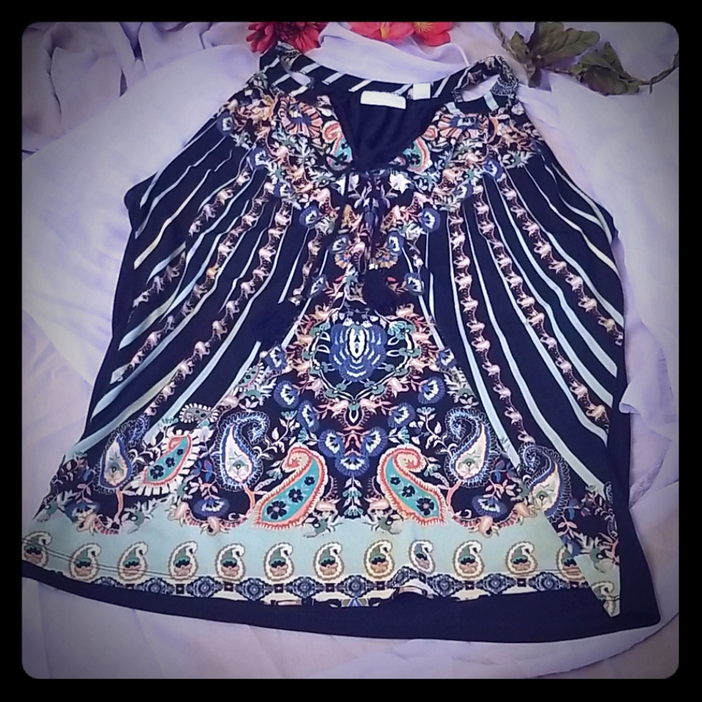 Women's Paisly and Floral Pattern Fancy Tank Top